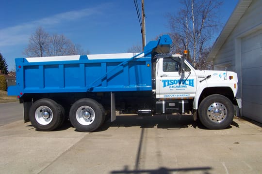 Blue dump truck